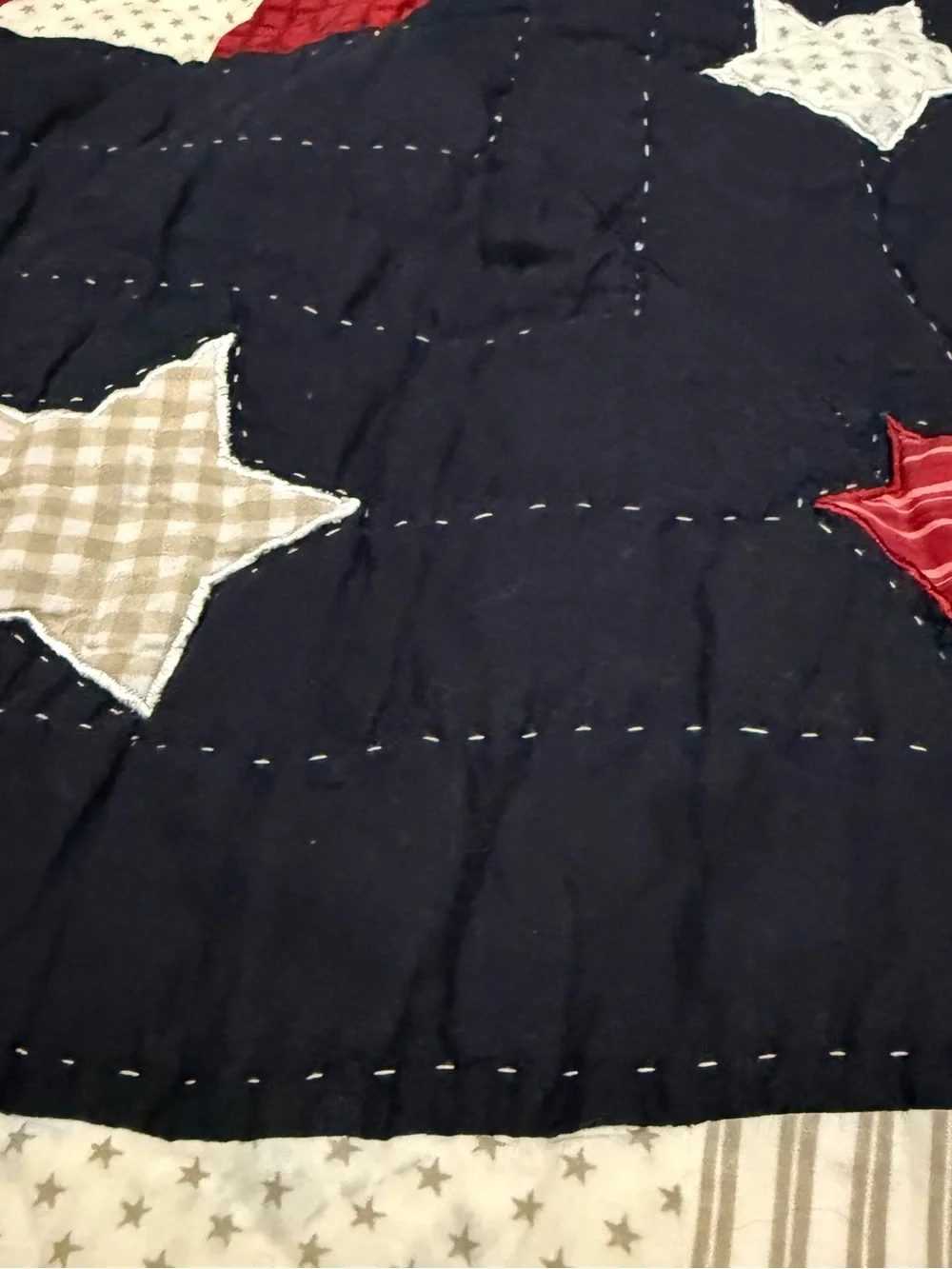 Patriotic Star & Stripe Quilted Throw - Red, White, Navy